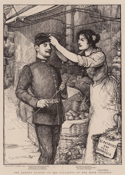 Het eerbetoon van de koningin aan de moed van haar Ierse soldaten door Robert Walker Macbeth